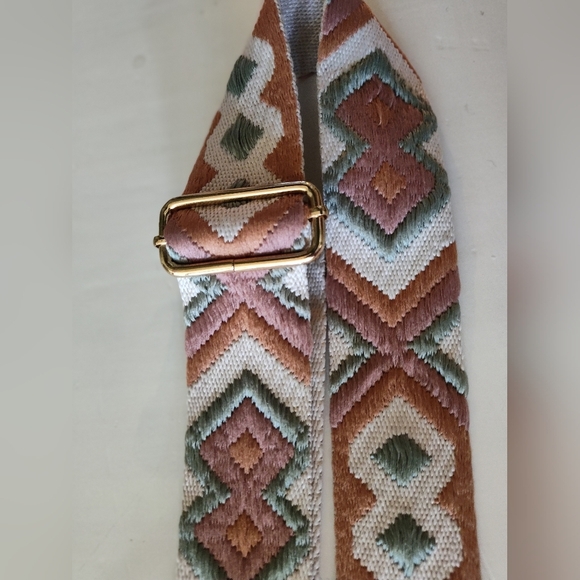 Purse Strap Replacement | Pink Green Cream Geo Print | Gold Hardware - Picture 3 of 4